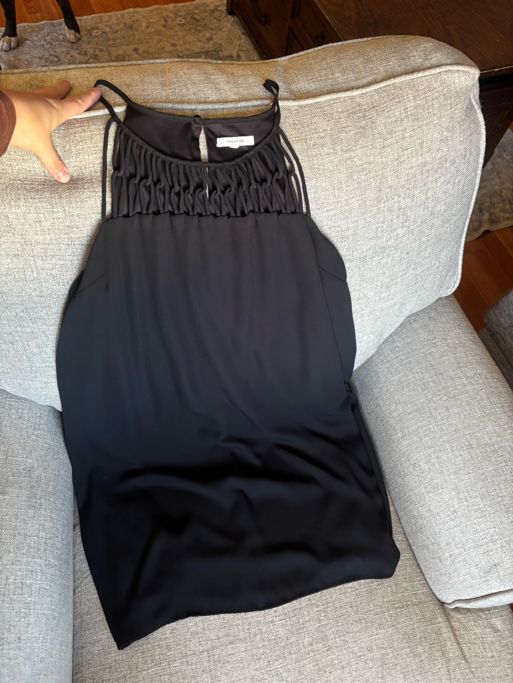 Black Strappy Ruched Cocktail Dress